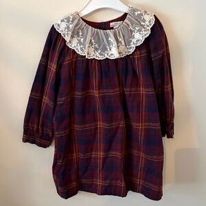 Bonpoint Burgundy and Cream Dress